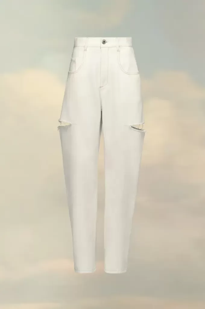 Denim jeans with slash details Denim jeans with slash details