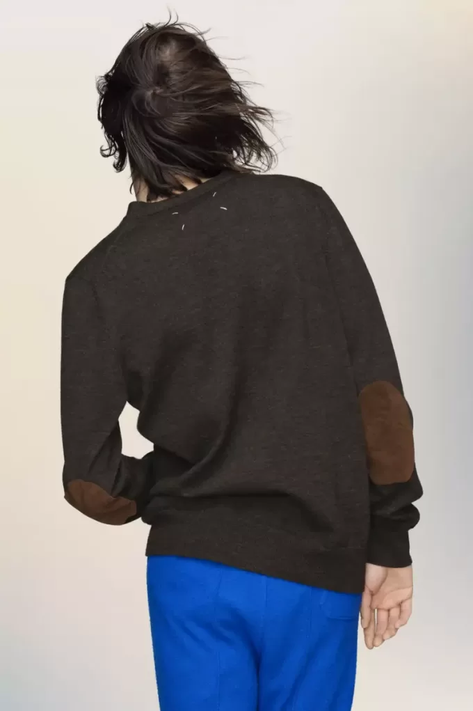 Elbow patch wool cardigan