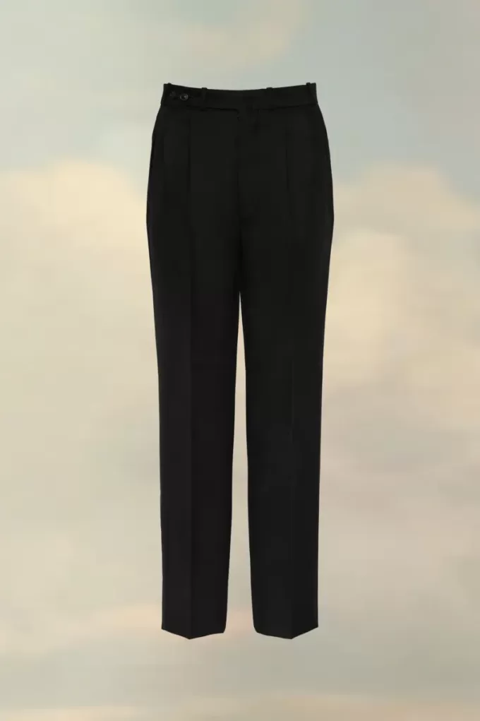 Herringbone Wool Pleated Trousers Herringbone Wool Pleated Trousers