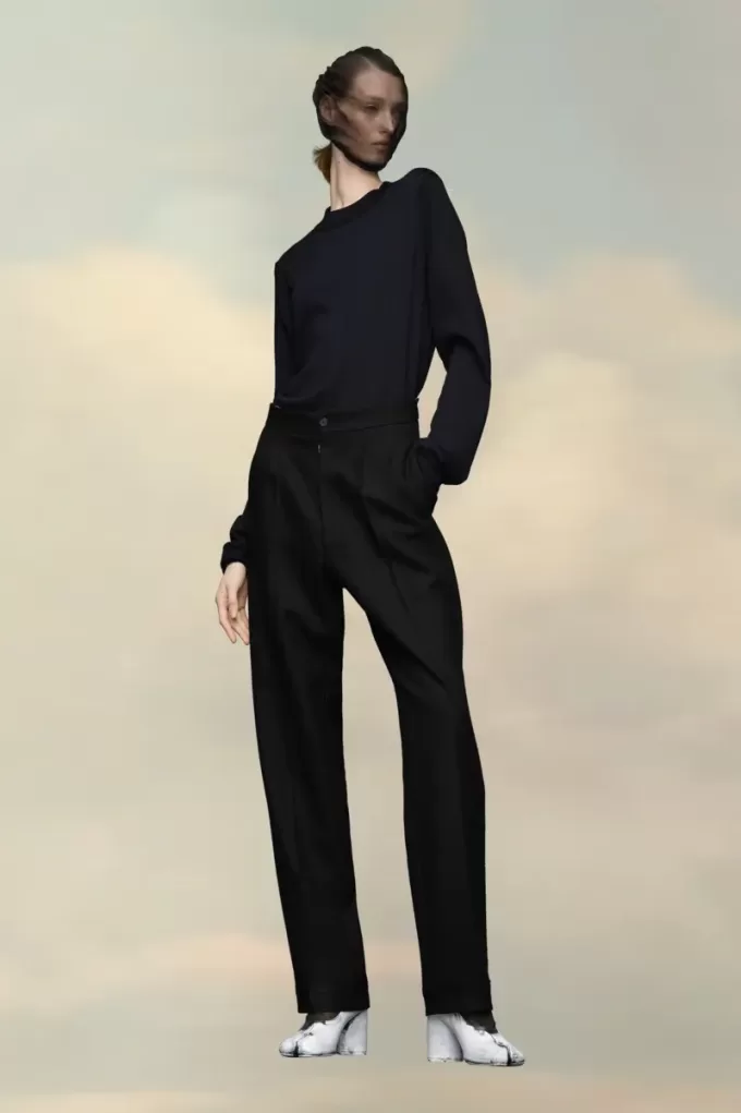 Herringbone Wool Pleated Trousers Herringbone Wool Pleated Trousers